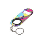 90sパターン、ヴィンテージカラーレトロジオメトリイエロー キーホルダー栓抜き (裏面アングル)