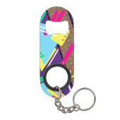 90sパターン、ヴィンテージカラーレトロジオメトリイエロー キーホルダー栓抜き (裏面)