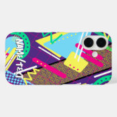 90sパターン、ヴィンテージレトロ90年代ジオメトリブルー Case-Mate iPhoneケース (裏面 (横))