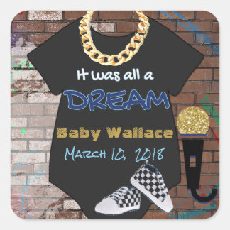 90'sヒップホップBOYベビーシャワーステッカー スクエアシール