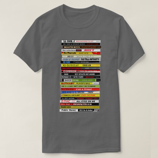 90sヒップホップCDスタック Tシャツ (デザイン正面)