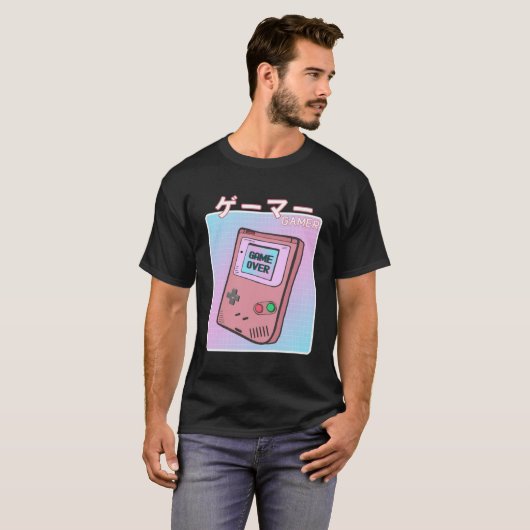 90sビデオゲームエステ日本のティックVAPORWAVEゲーマー Tシャツ (正面フル)