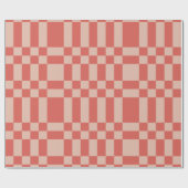 90sモダンピーチ&コーラル市松模様に ラッピングペーパー (フラット)