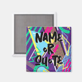 90sレトロパターン、ブルーパープルイエロージオメトリック マグネット (正面/裏面)