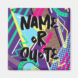 90sレトロパターン、ブルーパープルイエロージオメトリック マグネット