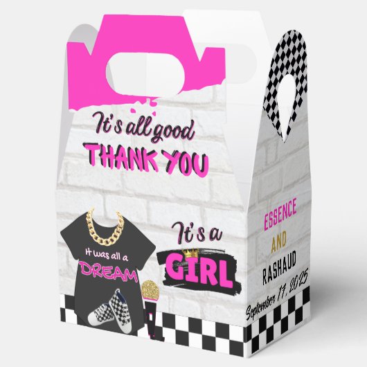 90'sレトロホットピンクヒップホップベビーシャワーベビーガール フェイバーボックス (オープン)