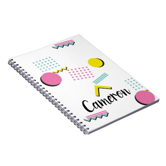 90sレトロメンフィス模様(名前をカスタムする付) ノートブック (右側)