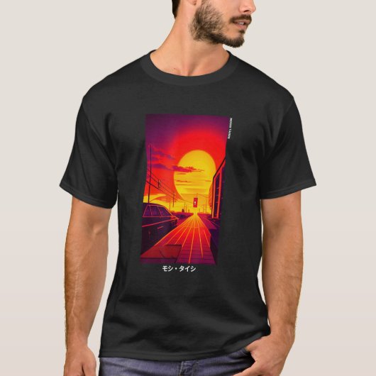90'sレトロ日本のSynthwave Vaporwave Art Otaku Tシャツ (正面)