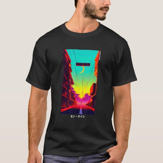 90'sレトロ日本のSynthwave Vaporwave Art Otaku Tシャツ (正面)