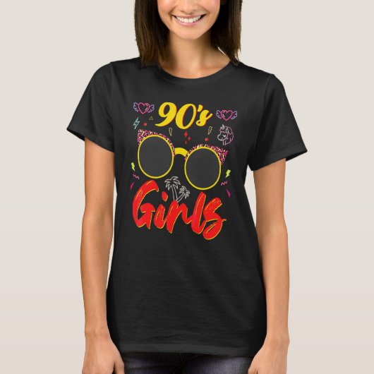 90s女の子レトロ90sファッションヒョウ印刷サングラス tシャツ (正面)