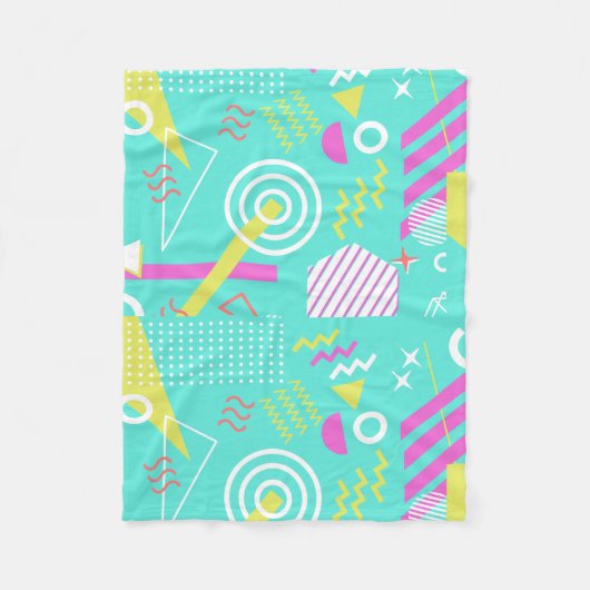 90s幾何学的なパターン フリースブランケット (正面)