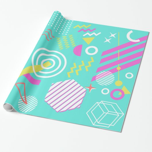 90s幾何学的なパターン ラッピングペーパー (アンロールド)
