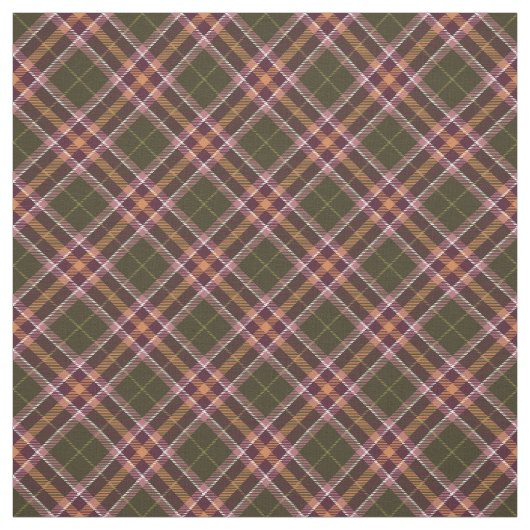 90s斜め格子状秋パターングリーンブラウン自然 ファブリック (見本)