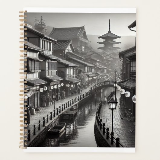 90s日本のスタイル白黒ステンレス鋼 プランナー手帳 (正面)