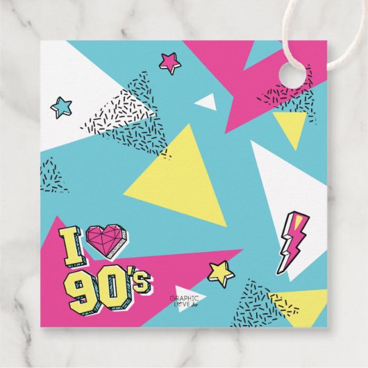 90's明るいポップ・アートの色誕生日ありがとう フェイバータグ (裏面)