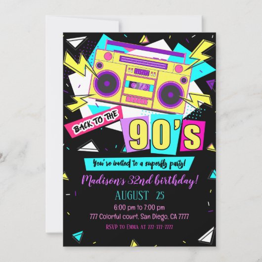 90s誕生日招待状 招待状 (正面)