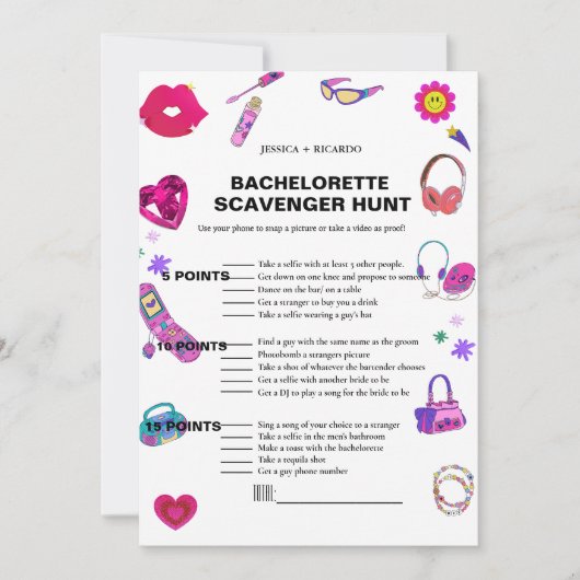 90's赤ちゃんの独身最後の夜の宝探し写真ゲーム 招待状 (正面)