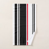 90s黒インスパイアストライプアクセント(赤モダン) バスタオルセット (ハンドタオル)
