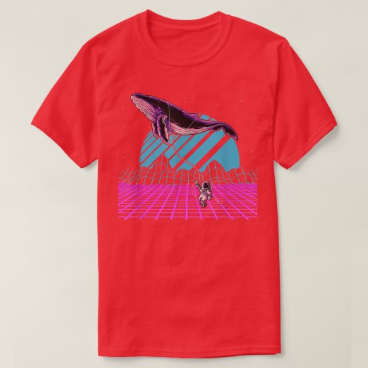 90s Art Synthwave Space Astronomy Whale Vaporwave  Tシャツ (デザイン正面)