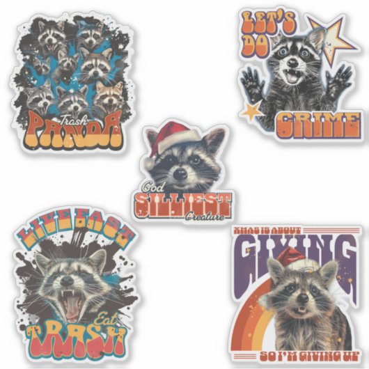 90s Bootleg Feral Raccoon Sticker Pack 1 シール (正面)