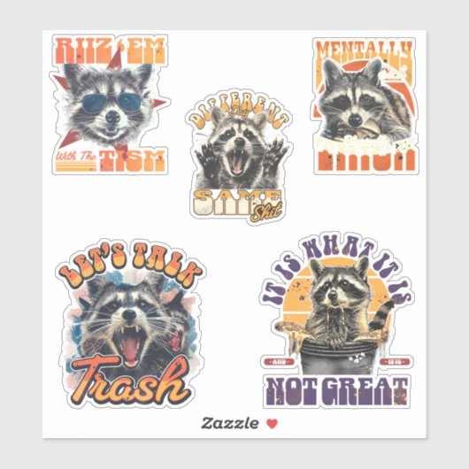 90s Bootleg Feral Raccoon Sticker Pack 2 シール (シート)