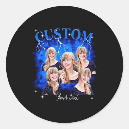 90s Bootleg Rap Tee Photo ラウンドシール (正面)