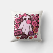 90s Bubblegum Aesthetic Retro Ghost Girl Halloween クッション (裏面)