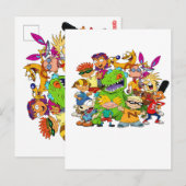 90's Cartoon Mash-Up T-Shirt  ポストカード (正面/裏面)