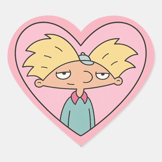 90s Crush Heart Locket — Cute Retro Boy Sticker ハートシール (正面)