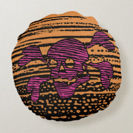 90s Goth Rockabilly Skull and Crossbones Punk Joll ラウンドクッション