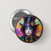 90s Gothic Steampunk Mad Hatter Button 缶バッジ (正面&裏面)