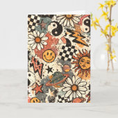 90s Happy Faces Sun Flowers Pattern カード (黄色い花)