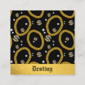 90's Hip Hop Rap Music Gold Cuban Link Chain スクエア名刺 (正面)