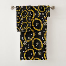  90's Hip Hop Rap Music Gold Cuban Link Chain バスタオルセット