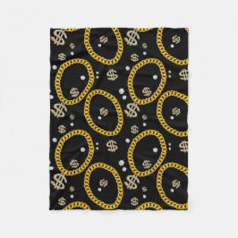  90's Hip Hop Rap Music Gold Cuban Link Chain フリースブランケット