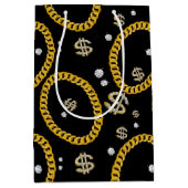  90's Hip Hop Rap Music Gold Cuban Link Chain ミディアムペーパーバッグ (正面)