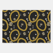  90's Hip Hop Rap Music Gold Cuban Link Chain ラッピングペーパーシート (正面)