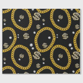  90's Hip Hop Rap Music Gold Cuban Link Chain ラッピングペーパー (フラット)