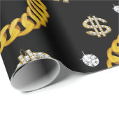  90's Hip Hop Rap Music Gold Cuban Link Chain ラッピングペーパー (ロールコーナー)