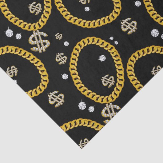  90's Hip Hop Rap Music Gold Cuban Link Chain 薄葉紙 (詳細)