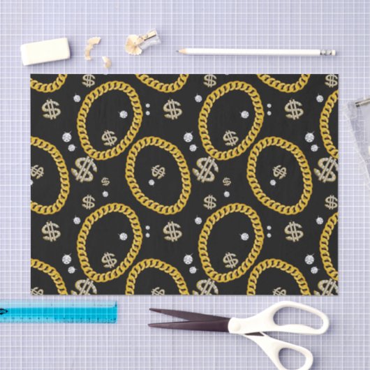  90's Hip Hop Rap Music Gold Cuban Link Chain 薄葉紙 (クラフト)