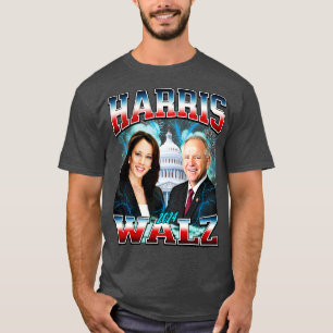 90s Kamala Tim Walz Bootleg 90sヒップホップラップのTシャツ Tシャツ