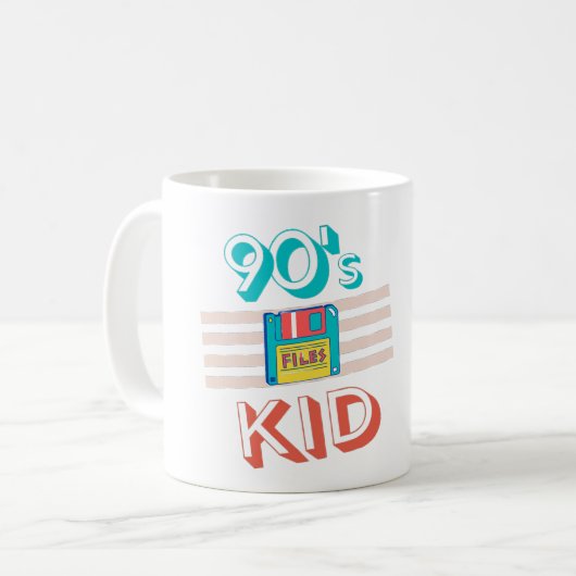 90'S KID – フロッピー愛好家 コーヒーマグカップ (正面左)