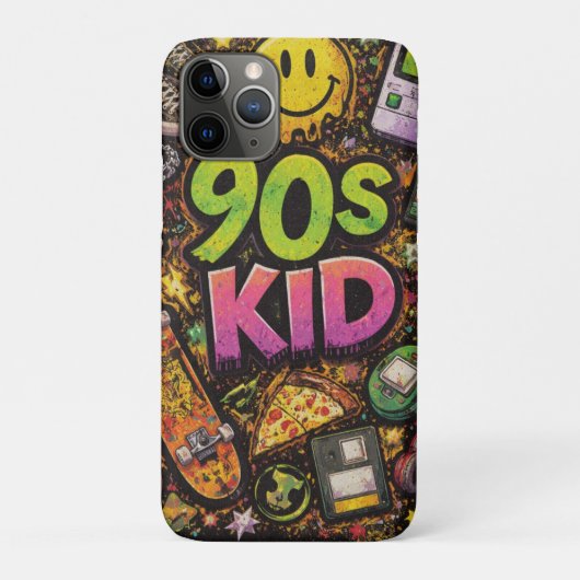 90s Kids Grunge Seamless Pattern: Pizza, Skeletons Case-Mate iPhoneケース (裏)