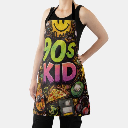 90s Kids Retro Pizza Fun Pattern エプロン (インサイチュ)
