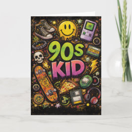 90s Kids Retro Pizza Fun Pattern カード