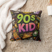 90s Kids Retro Pizza Fun Pattern クッション (ブランケット)