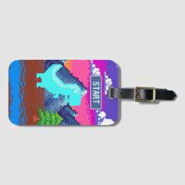 90s Pixel Gamer Pixelated - Dinosaur Illustration  ラゲッジタグ