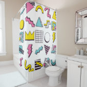 90's Pop Memphis Design Elements  シャワーカーテン (インサイチュ)