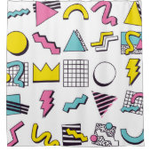 90's Pop Memphis Design Elements  シャワーカーテン (正面)